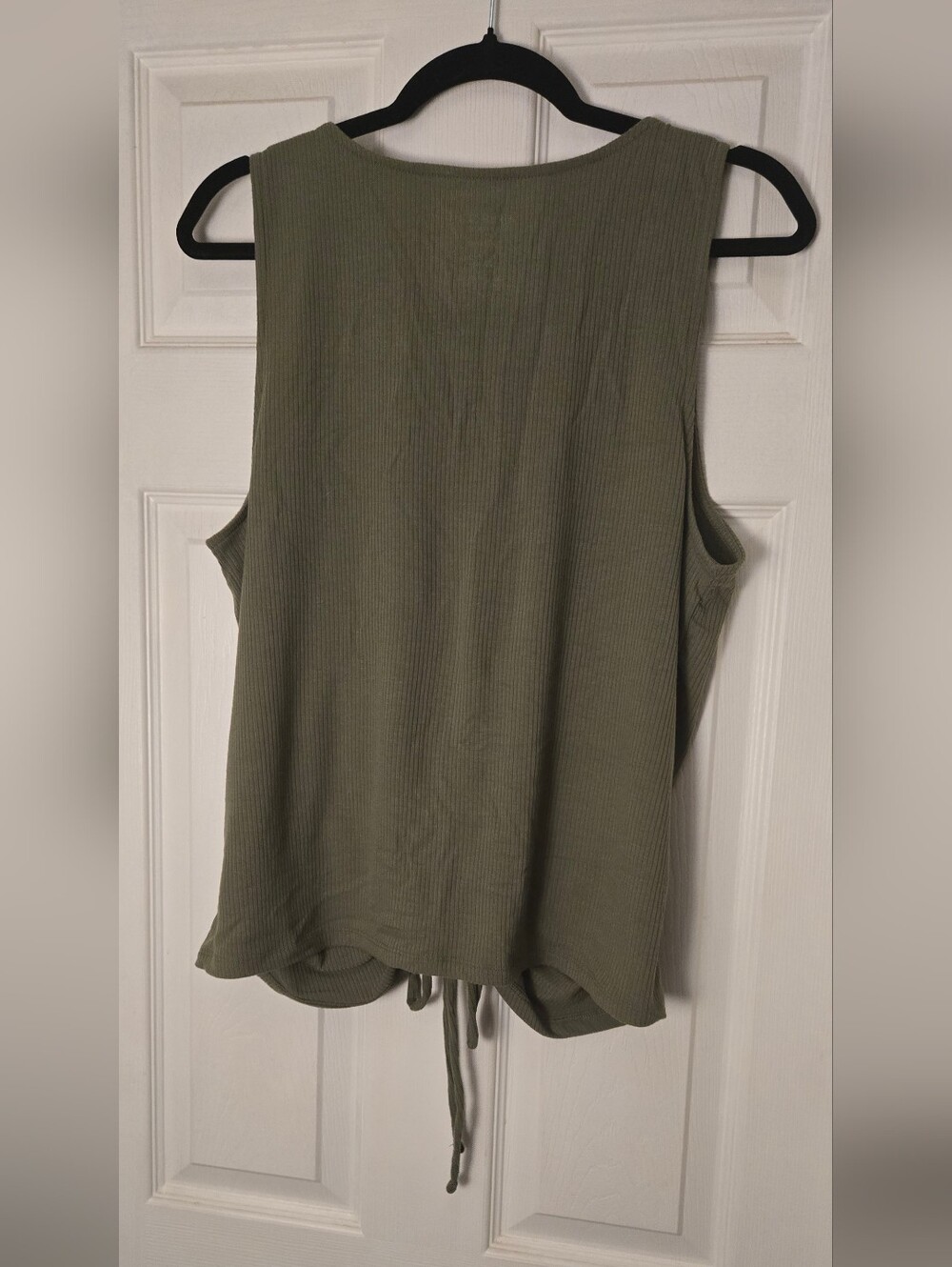 Torrid Super Soft Sleeveless Lace-Up Ruched Tank Top - Olive Green - Picture 2 of 3